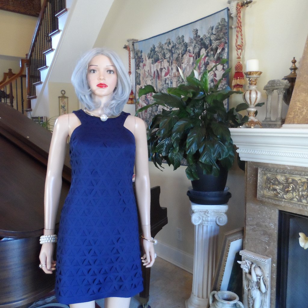 New Lilly Pulitzer Navy Blue Lasercut Neoprene Sheath Dress Size Xxs